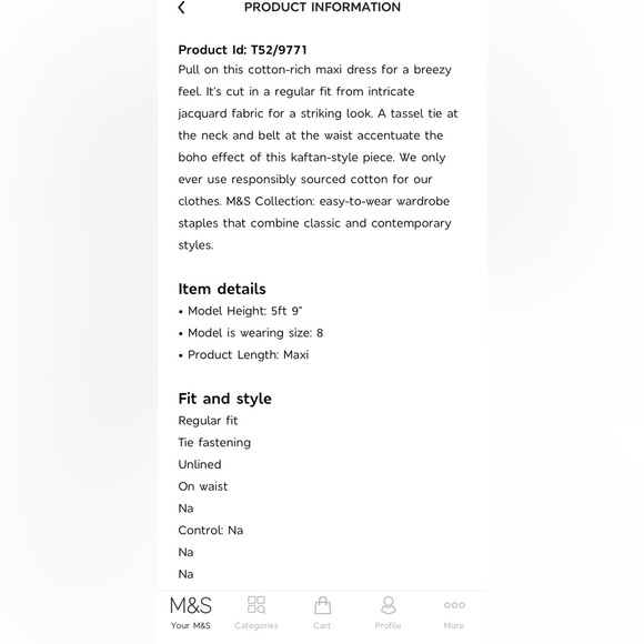 Marks & Spencer Cotton Rich Jacquard Maxi Dress (Size: UK 8 - UK 10) - Picture 8 of 8